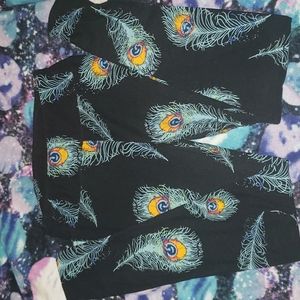 OS Lularoe Leggings, Peacock print